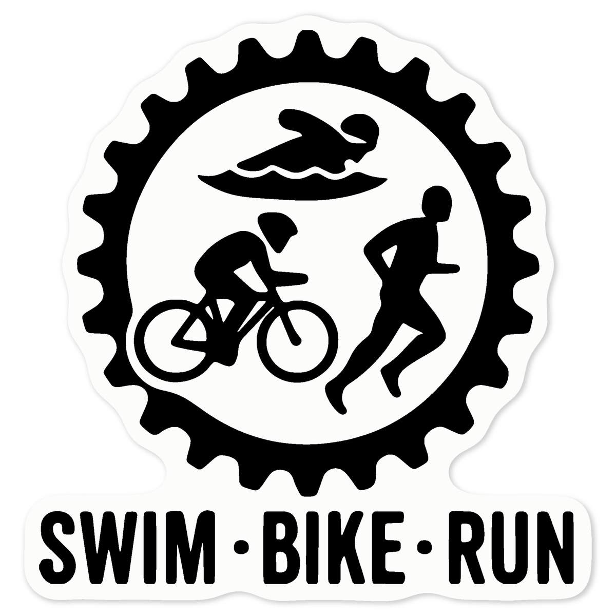 'Swim Bike Run Triathlon' Vinyl Decal Sticker - Clear, 10cm - Waterproof Permanent Graphic for Cars, Windows, Bins and Smooth Surfaces (DC00148777)