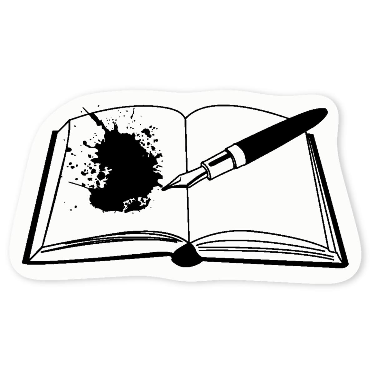 'Fountain Pen & Book' Clear Sticker Decals (DC008630)
