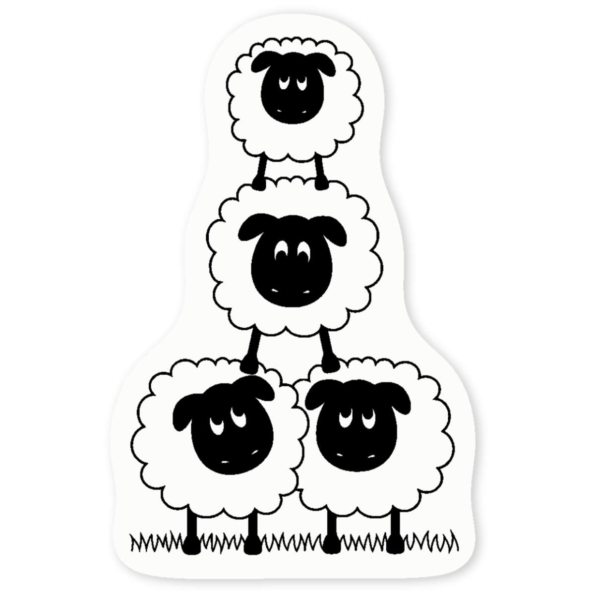 'Sheep Tower' Clear Vinyl Decal Sticker - Farm Animal Pyramid Illustration - Waterproof Permanent Vinyl Decal for Cars, Windows and Bins (DC011847)