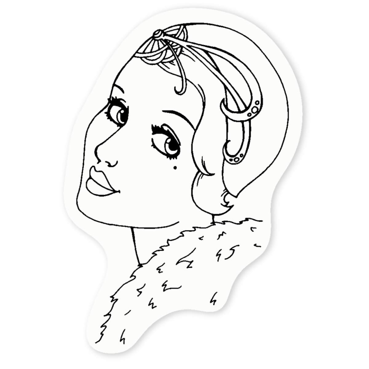 'Art Deco Portrait' Clear Sticker Decals (DC012555)