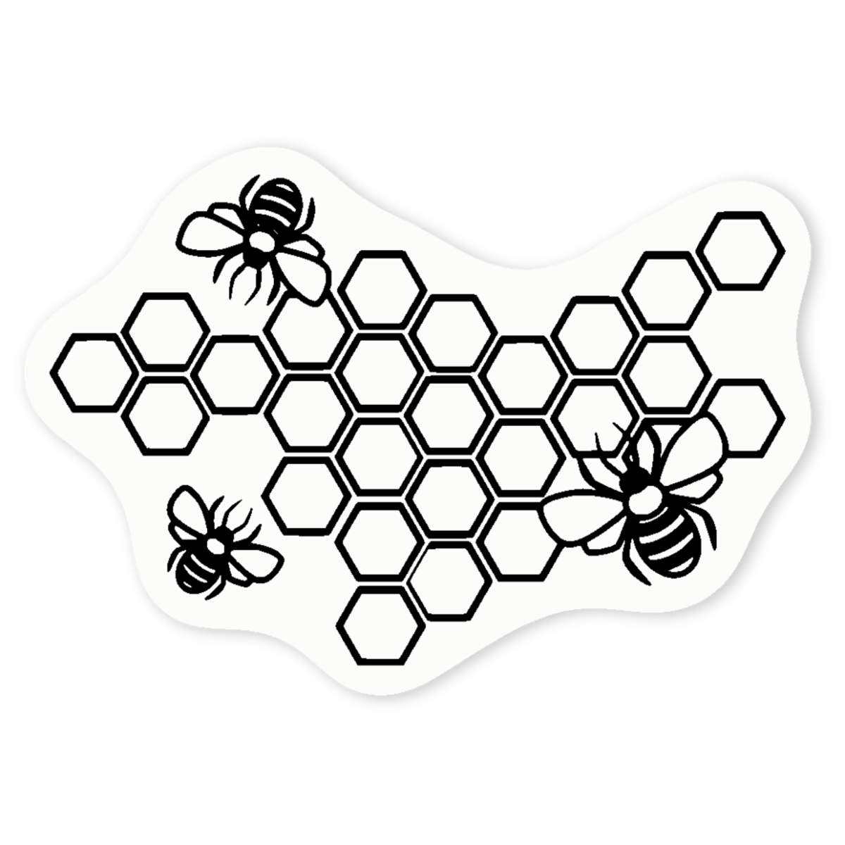 'Honeycomb Bees' Clear Vinyl Decal Sticker - Bees Working Hexagon Pattern Graphic - Waterproof Permanent Vinyl Decal for Cars, Windows and Bins (DC018668)