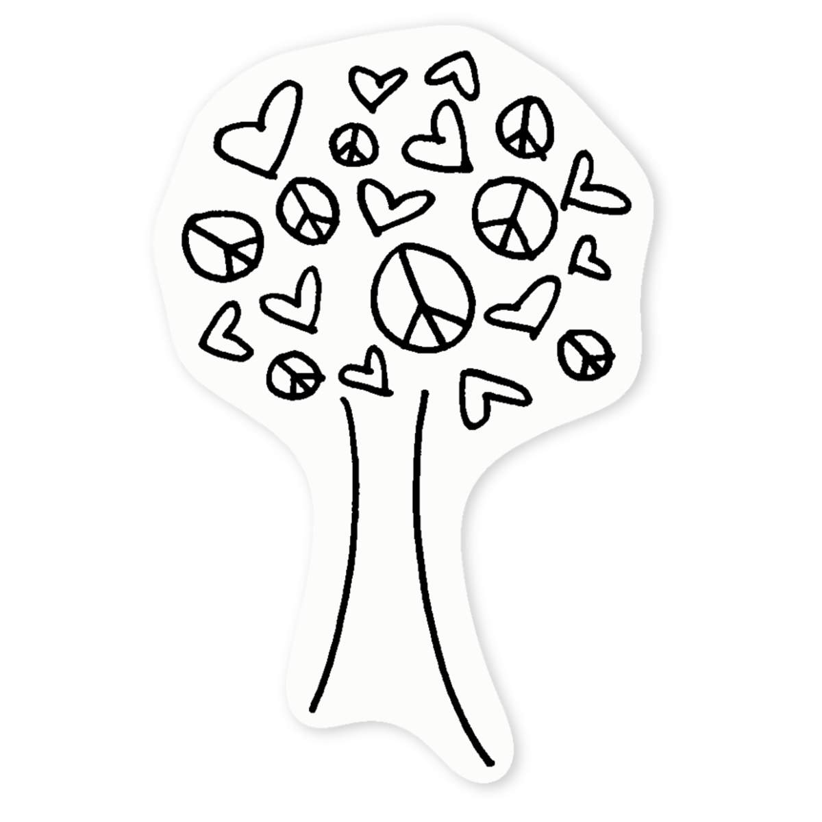 4 x 'Peace & Love Tree' Clear Premium Vinyl Decal Stickers – Waterproof, Durable & Easy to Apply - For Car Bumpers, Windows, Bins & More - Small (50mm) (DC00058729)