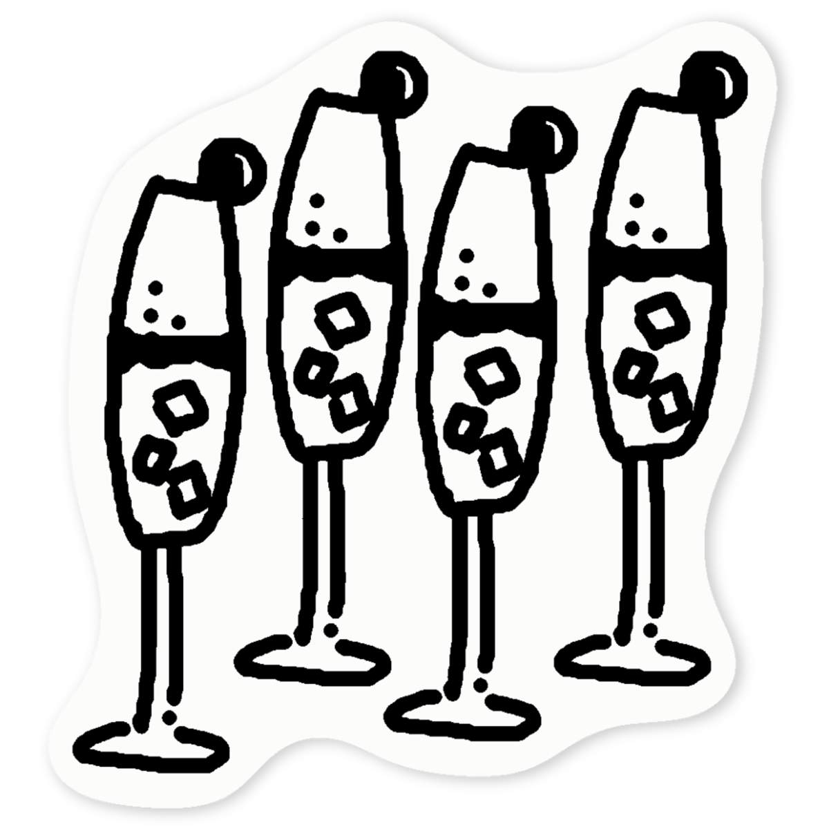 'Champagne Flutes' Clear Sticker Decals (DC026108)