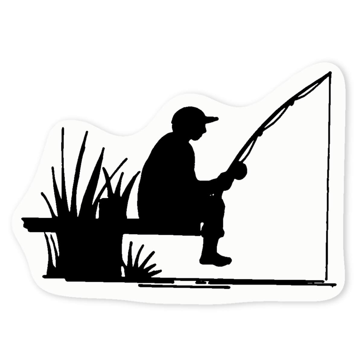 'Man Fishing Silhouette' Clear Sticker Decals (DC027515)