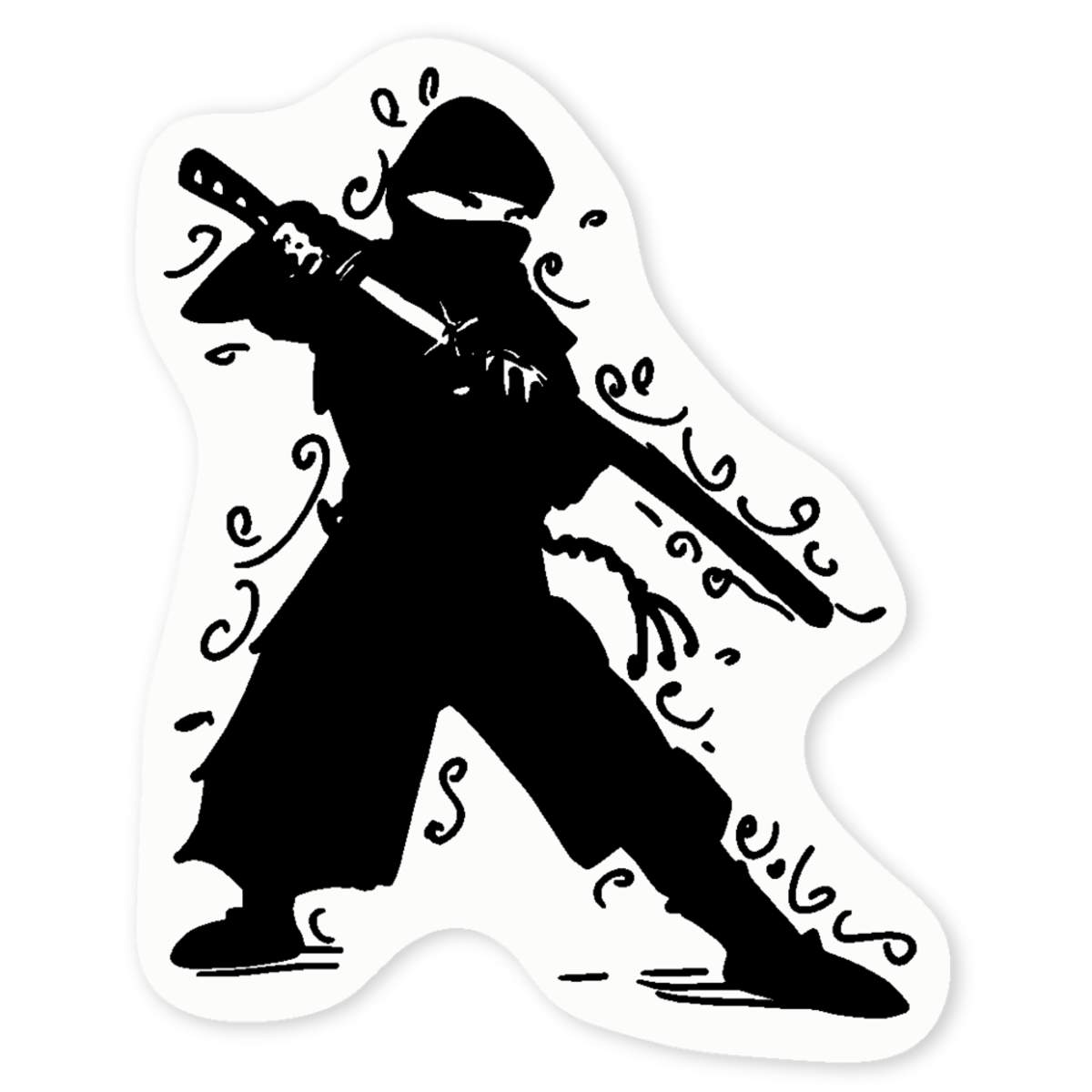 'Ninja Unsheathing Katana' Clear Sticker Decals (DC029957)