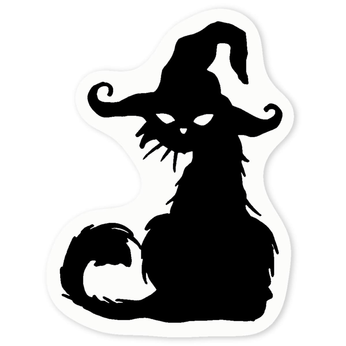 'Witch Cat Silhouette' Clear Sticker Decals (DC036458)