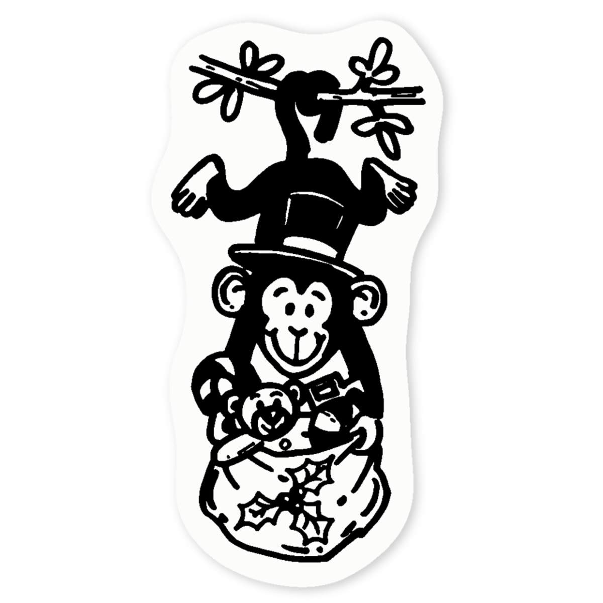 'Hanging Xmas Monkey' Clear Sticker Decals (DC036844)