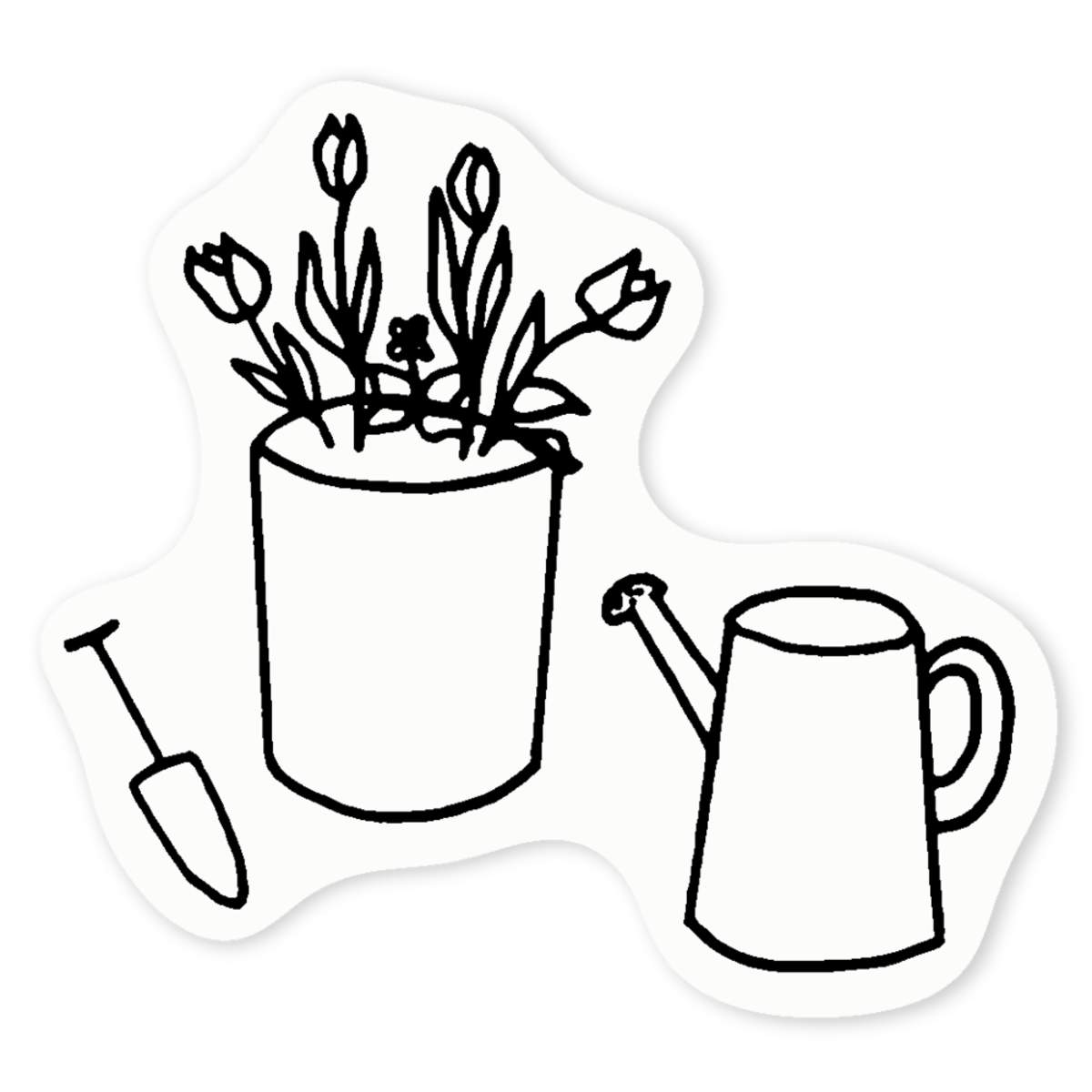'Watering Can & Flowers' Clear Sticker Decals (DC037319)
