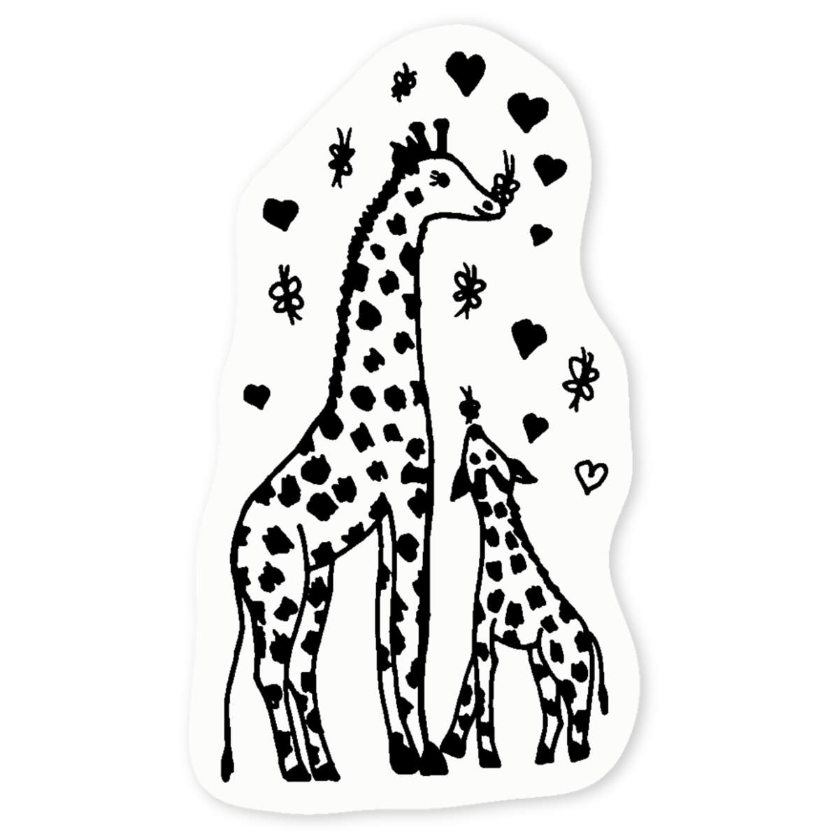 4 x 'Giraffe Mother & Calf' Clear Premium Vinyl Decal Stickers – Waterproof, Durable & Easy to Apply - For Car Bumpers, Windows, Bins & More - Small (50mm) (DC00115932)