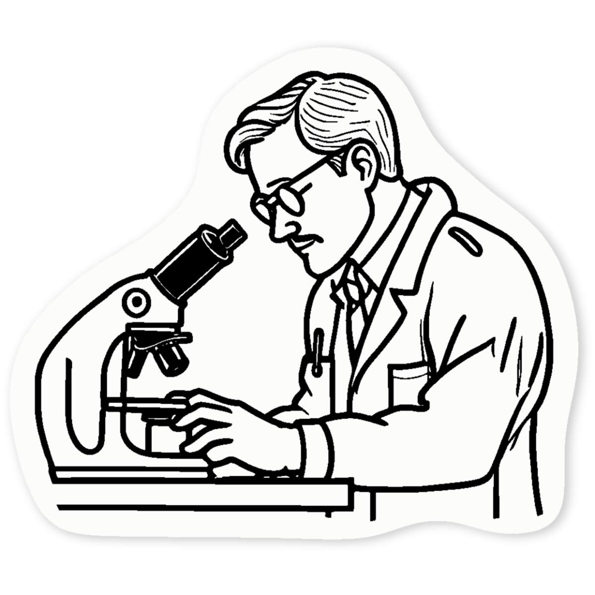 'Scientist Examining a Microscope Slide' Clear Sticker Decals (DC044958)