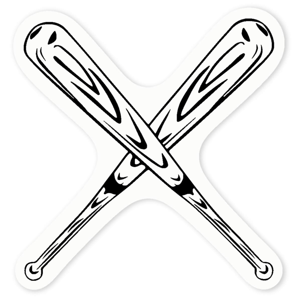 'Crossed Baseball Bats ' Clear Sticker Decals (DC045362)