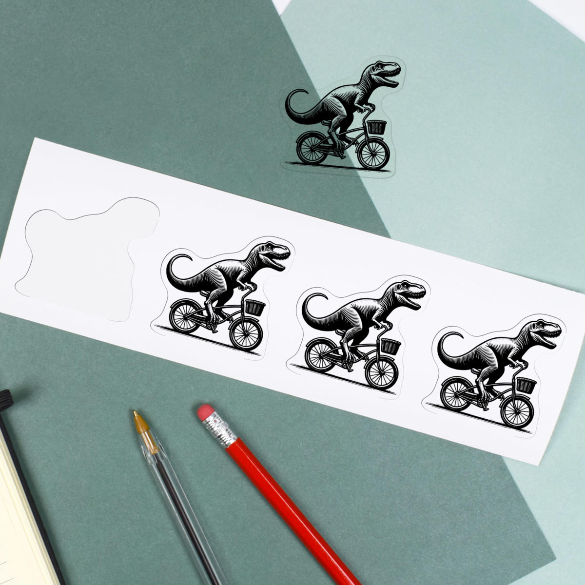 Azeeda Pin-Abzeichen „Dinosaurier Auf Einem Fahrrad“ – 77 Mm, Mit Sicherheitsnadel, Witziges Design
