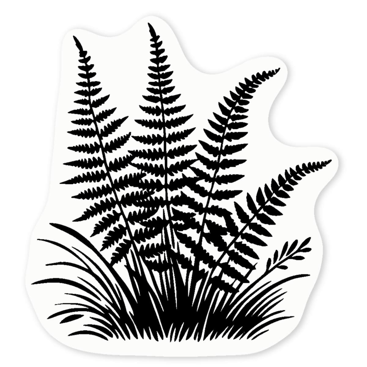 'Ferns and Grass' Clear Vinyl Decal Sticker - Waterproof Permanent Vinyl Decal for Cars, Windows and Bins (DC045592)