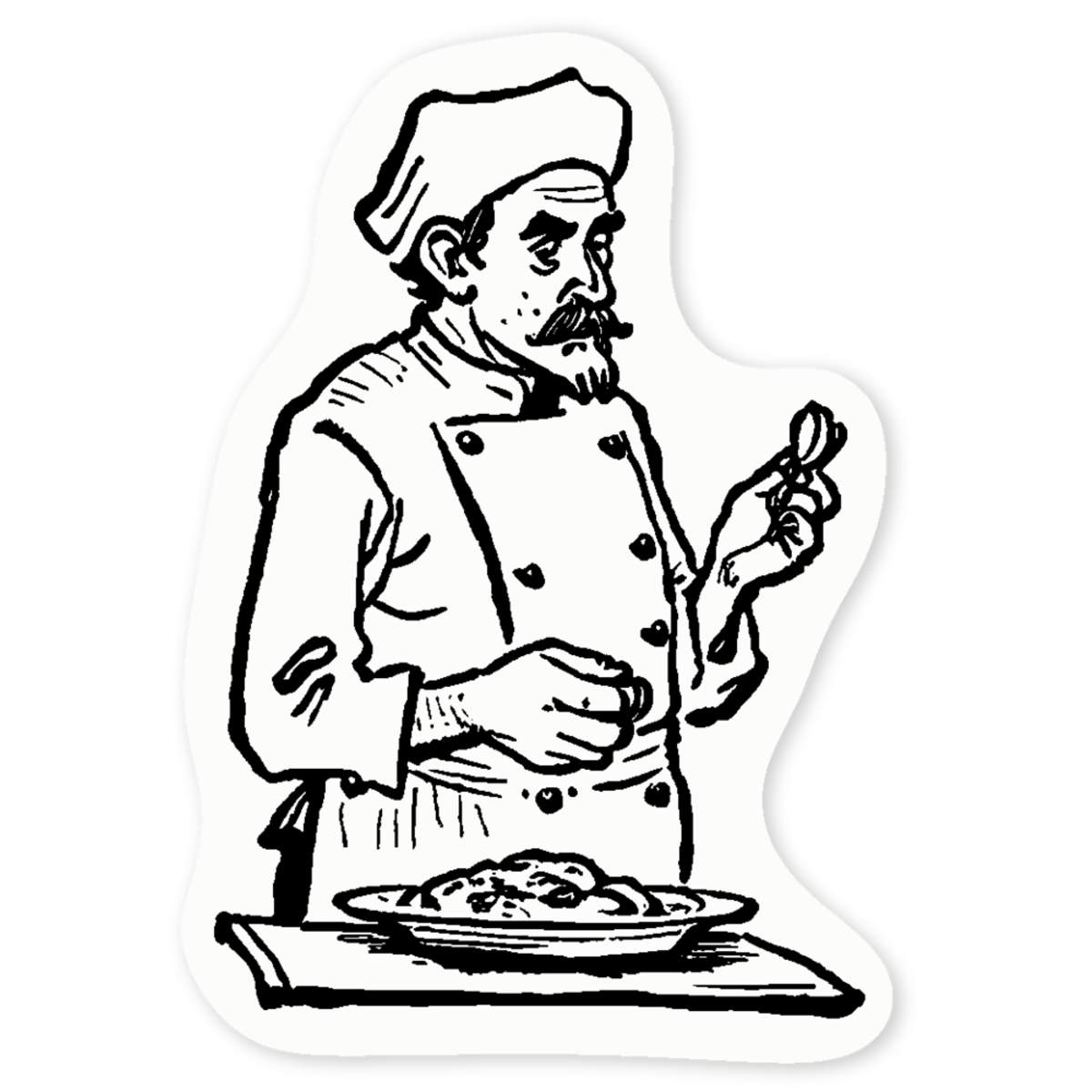4 x 'Culinary Chef Tastes Food' Clear Premium Vinyl Decal Stickers – Waterproof, Durable & Easy to Apply - For Car Bumpers, Windows, Bins & More - Small (50mm) (DC00128352)