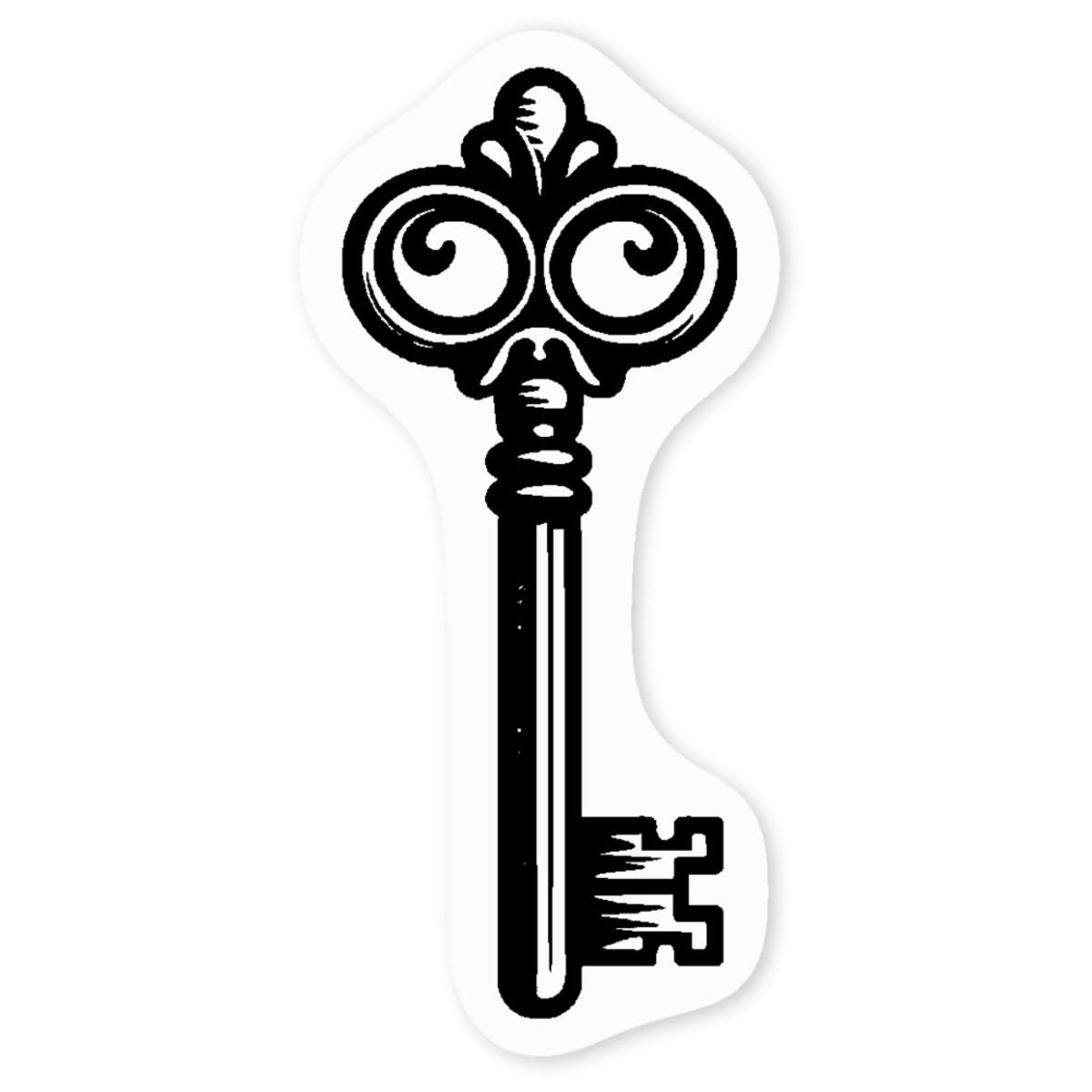 4 x 'Antique Vintage Key' Clear Premium Vinyl Decal Stickers – Waterproof, Durable & Easy to Apply - For Car Bumpers, Windows, Bins & More - Small (50mm) (DC00130320)