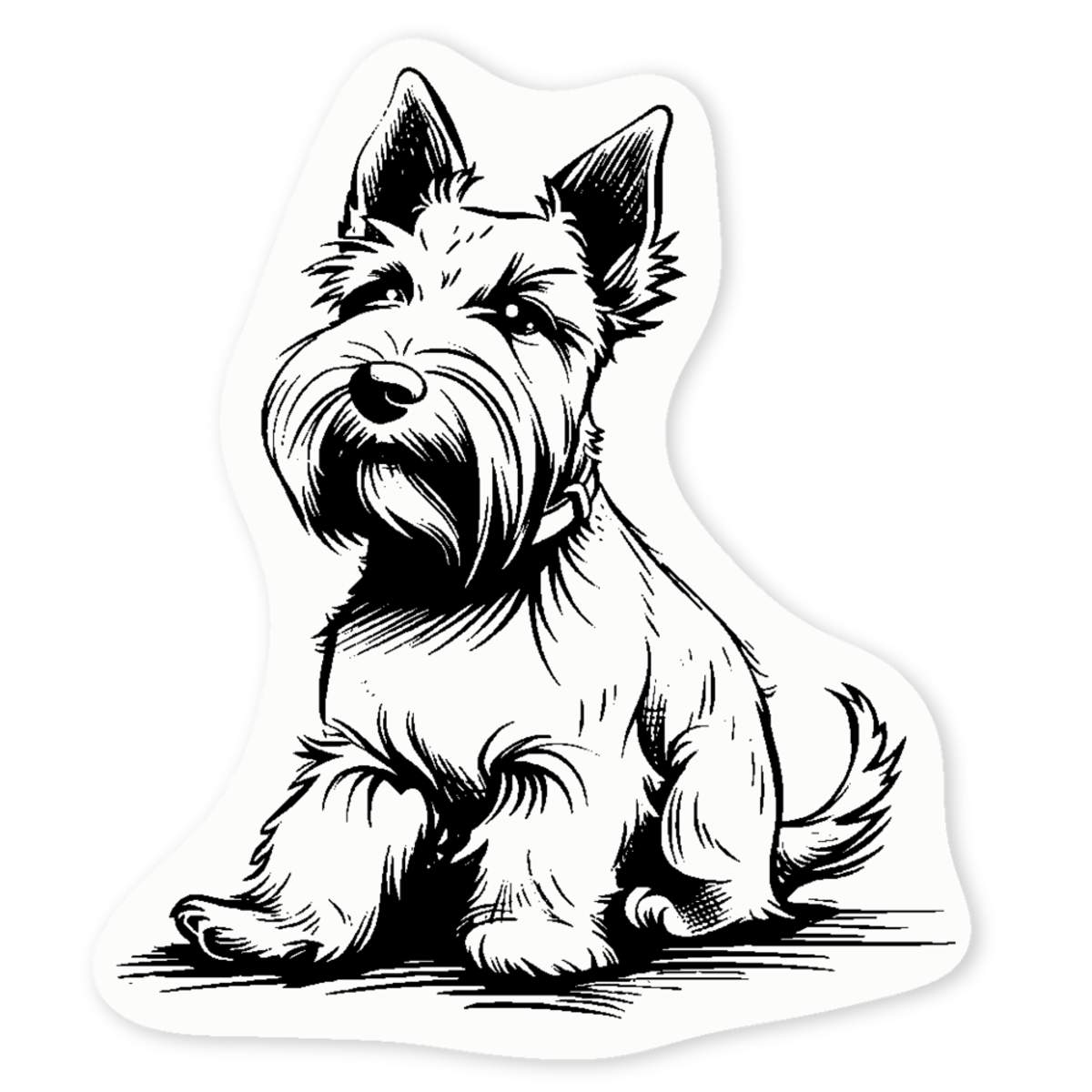 'Scottish Terrier Sitting' Clear Sticker Decals (DC047093)