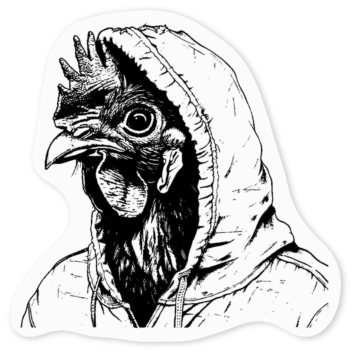 'Chicken in a Hoodie' Clear Sticker Decals (DC047147)