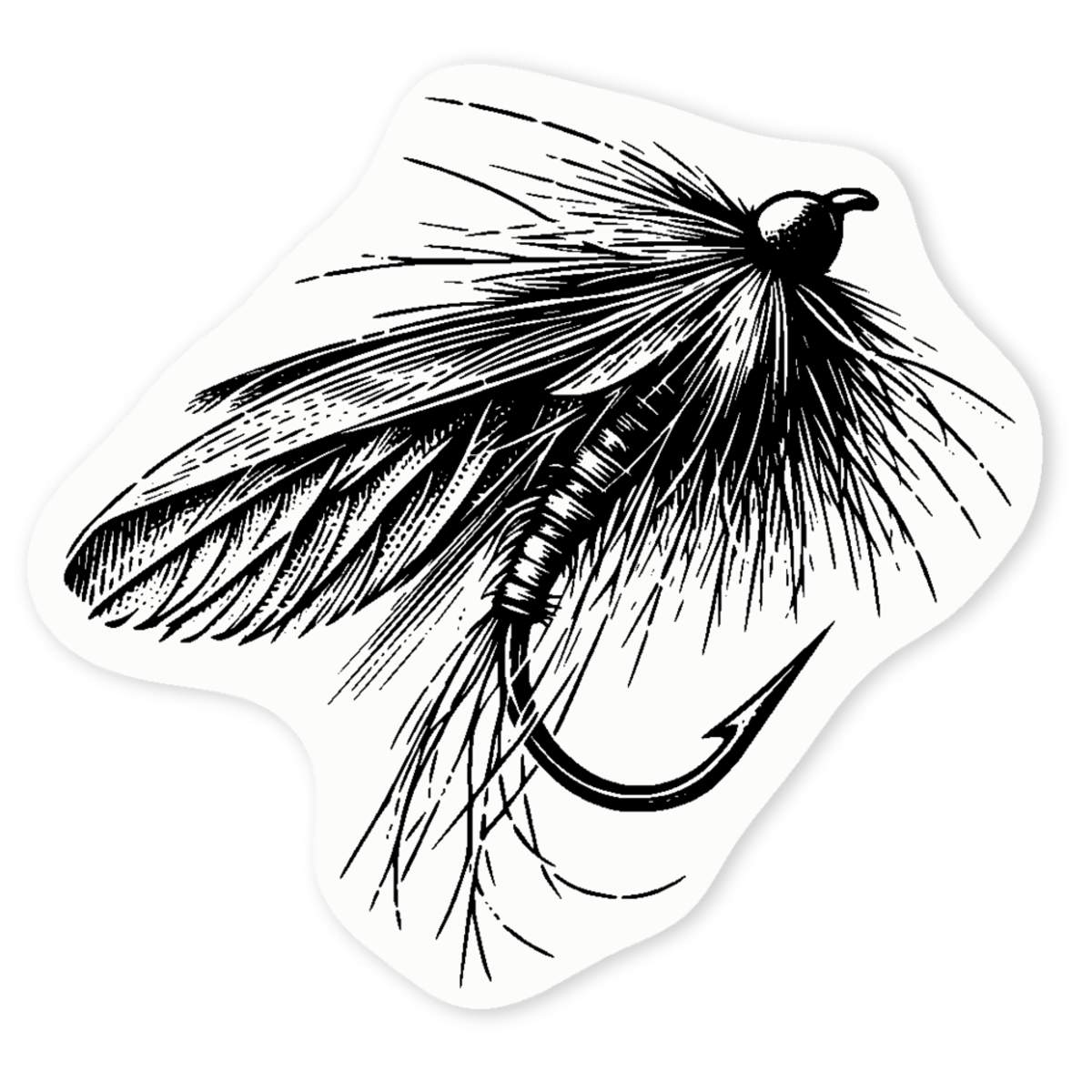 4 x 'Fishing Fly' Clear Premium Vinyl Decal Stickers – Waterproof, Durable & Easy to Apply - For Car Bumpers, Windows, Bins & More - Small (50mm) (DC00131272)