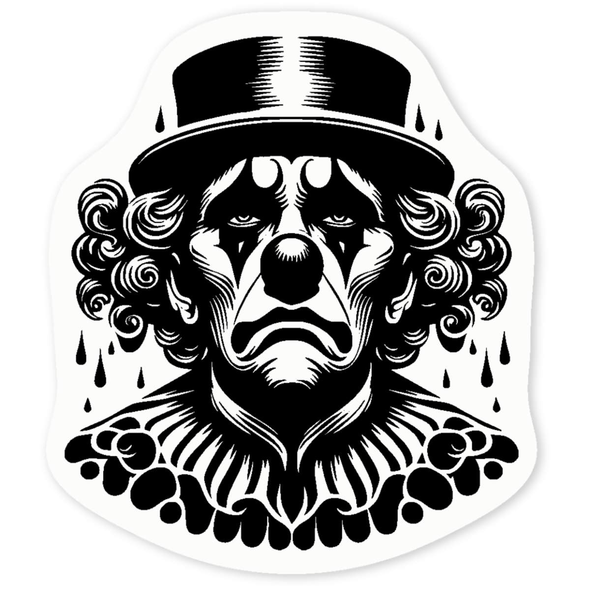 'Circus Clown In The Rain' Clear Sticker Decals (DC047747)