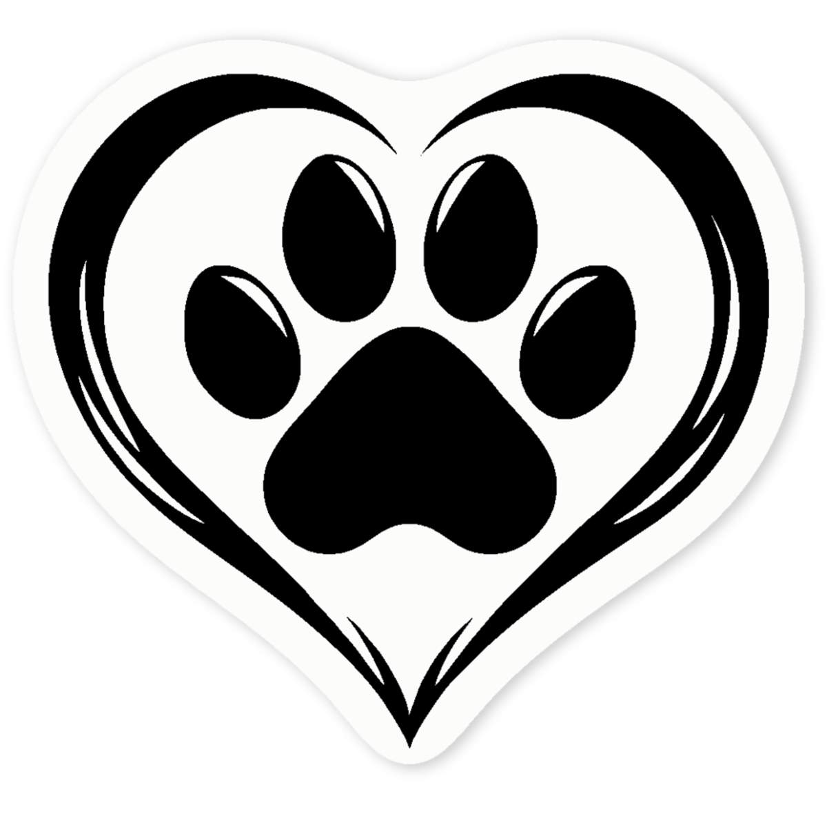 'Paw Print Heart' Clear Vinyl Decal Sticker - Waterproof Permanent Vinyl Decal for Cars, Windows and Bins (DC047933)