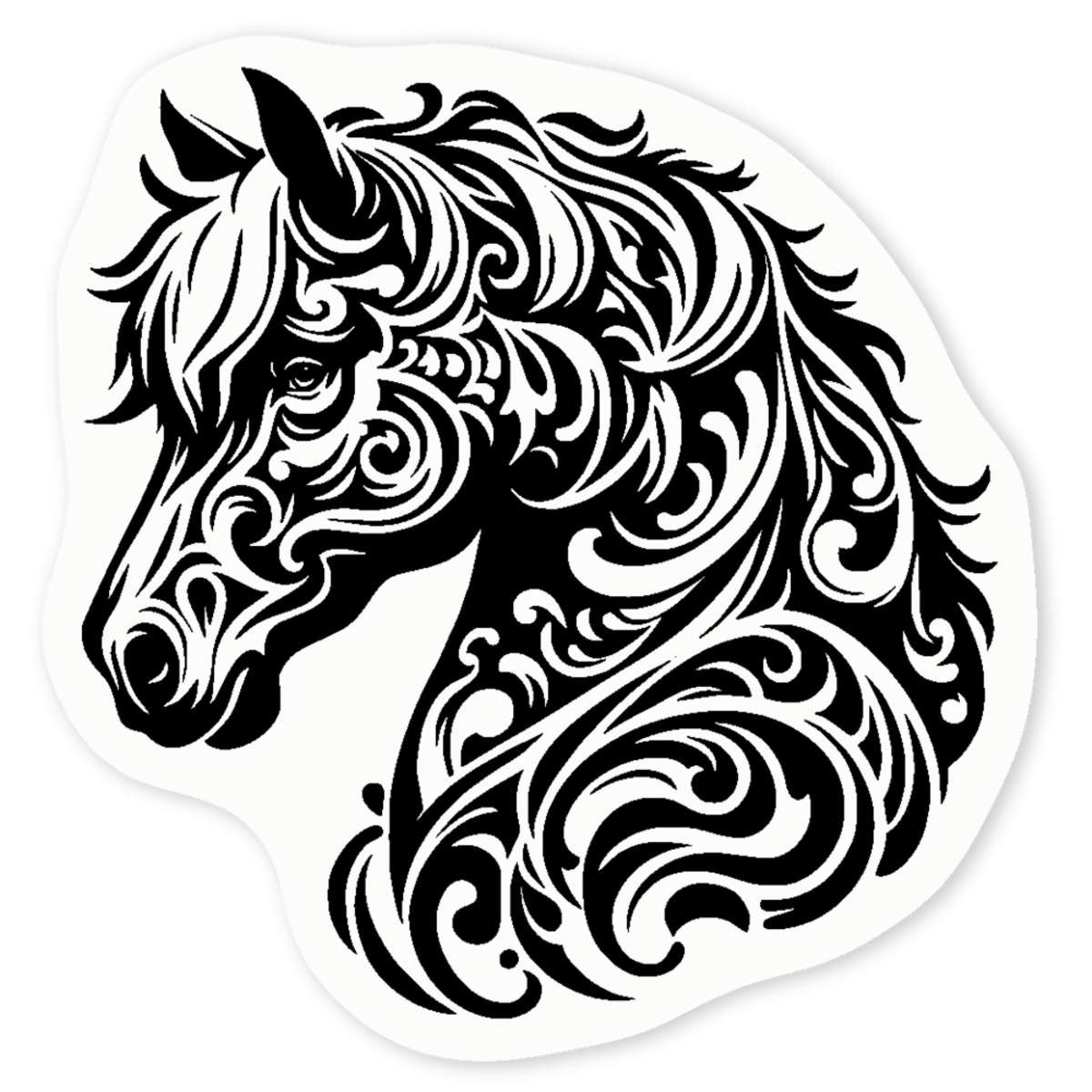 'Stylised Horse Portrait' Clear Sticker Decals (DC047940)