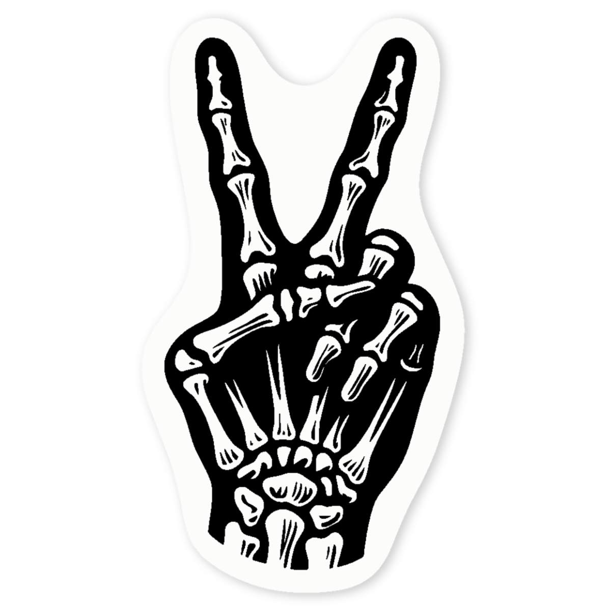 'Skeleton Hand V-Sign' Clear Vinyl Decal Sticker - Waterproof Permanent Vinyl Decal for Cars, Windows and Bins (DC048398)