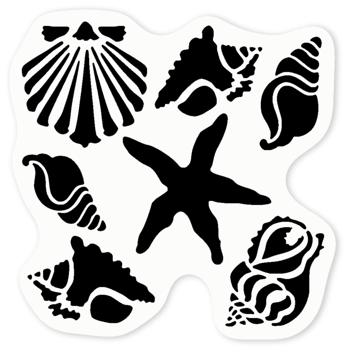 'Sea Shells & Starfish' Clear Vinyl Decal Sticker - Waterproof Permanent Vinyl Decal for Cars, Windows and Bins (DC048660)