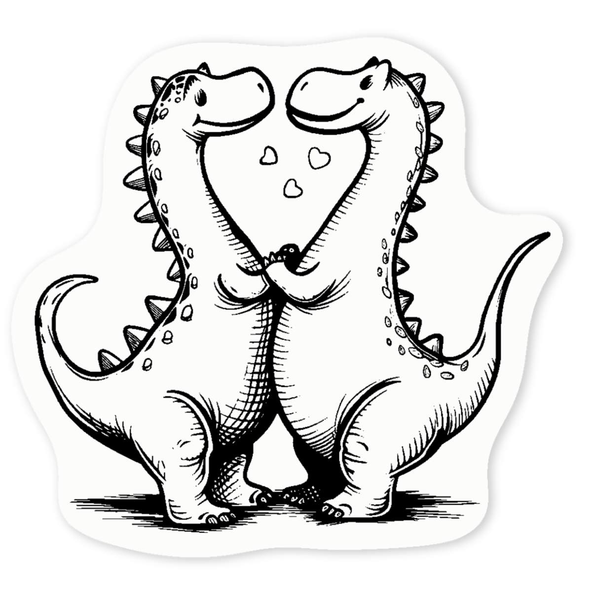 4 x 'Cute Dinosaurs in Love' Clear Premium Vinyl Decal Stickers – Waterproof, Durable & Easy to Apply - For Car Bumpers, Windows, Bins & More - Small (50mm) (DC00134316)