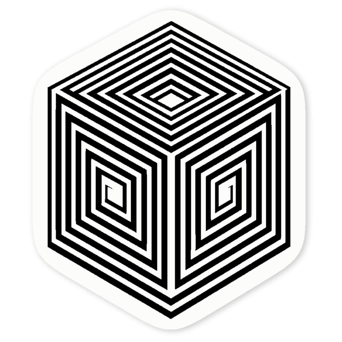 4 x 'Illusion Cube' Clear Premium Vinyl Decal Stickers – Waterproof, Durable & Easy to Apply - For Car Bumpers, Windows, Bins & More - Small (50mm) (DC00134404)