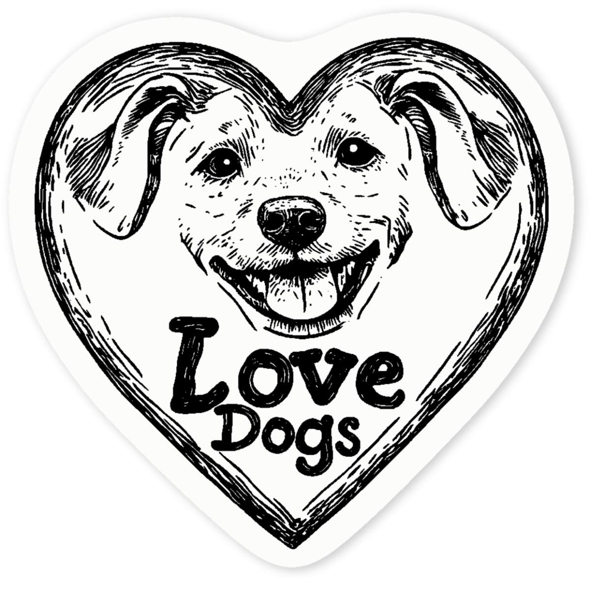 'Love Dogs Happy Puppy in Heart' Clear Sticker Decals (DC049504)