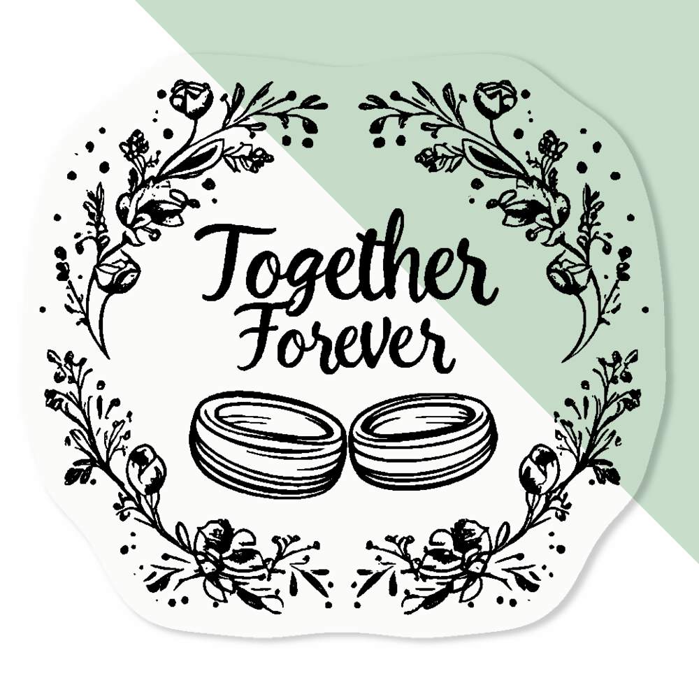 'Together Forever Wedding Rings' Clear Decal Stickers (DC049506)