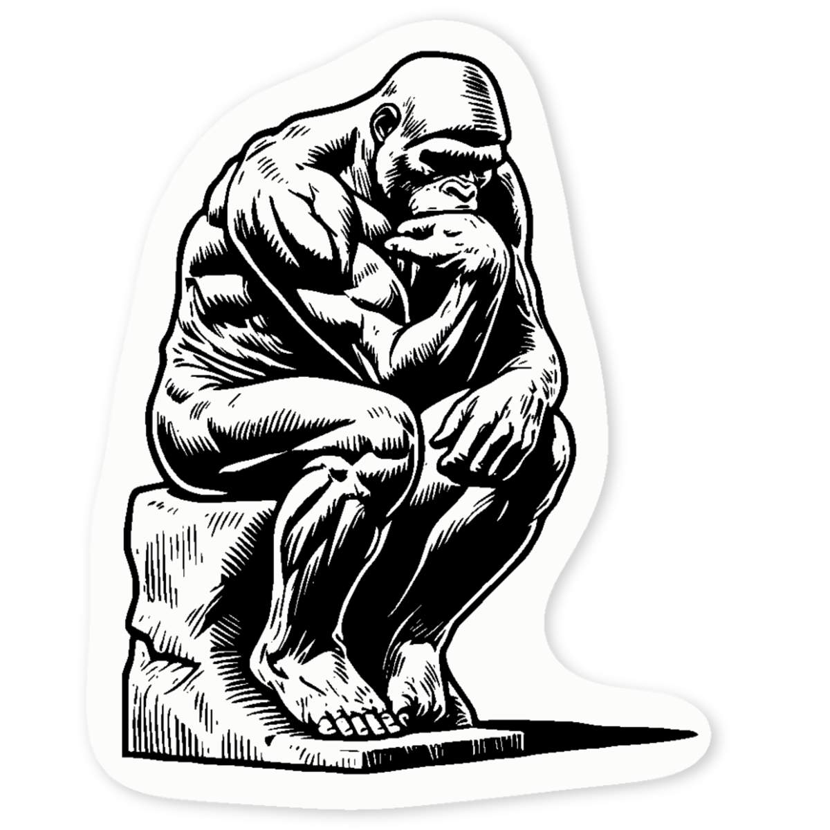 'Thinking Gorilla Statue' Clear Sticker Decals (DC051705)