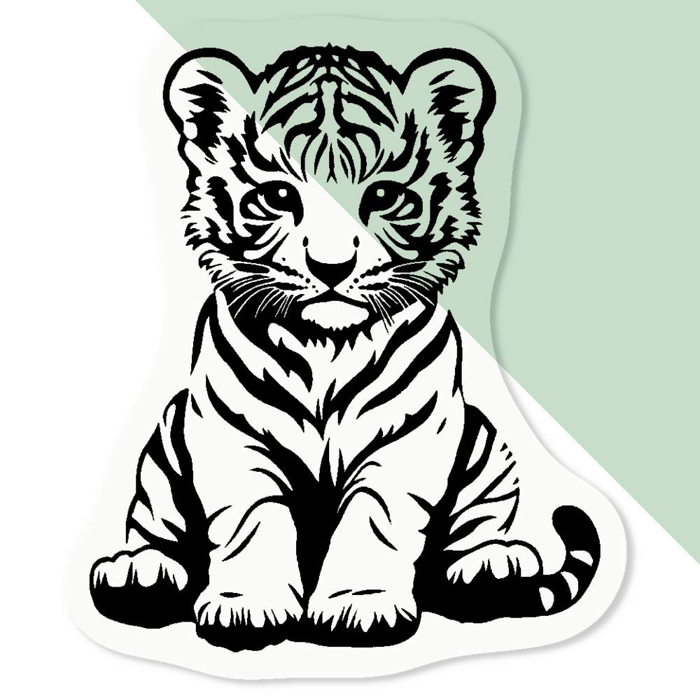 'Tiger Cub Sitting' Clear Sticker Decals (DC051733) - Picture 7 of 30