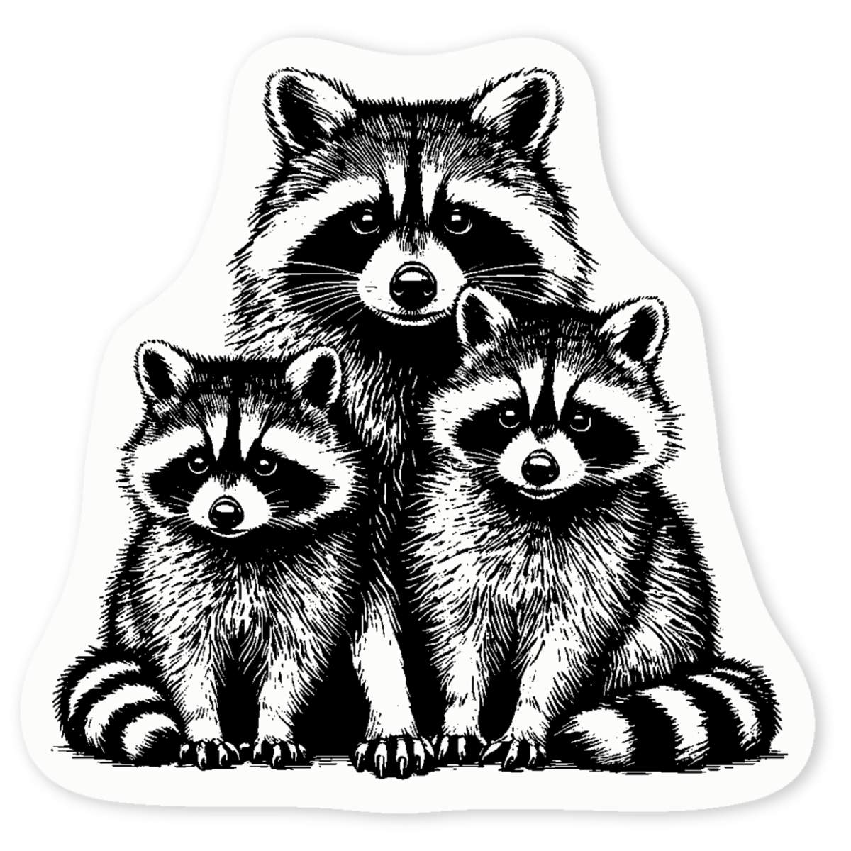 'Raccoon Family' Clear Sticker Decals (DC053032)