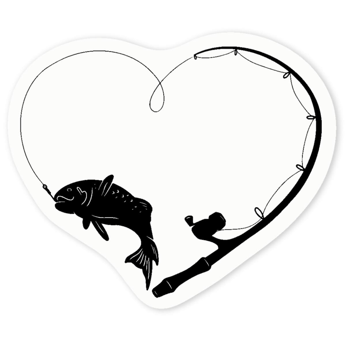 'Fishing Heart' Clear Sticker Decals (DC053459)
