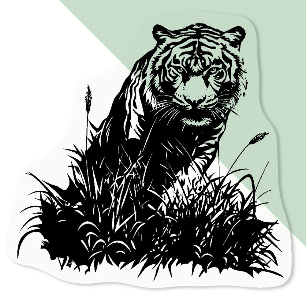 'Tiger in Grass' Clear Sticker Decals (DC055207) - Picture 7 of 30