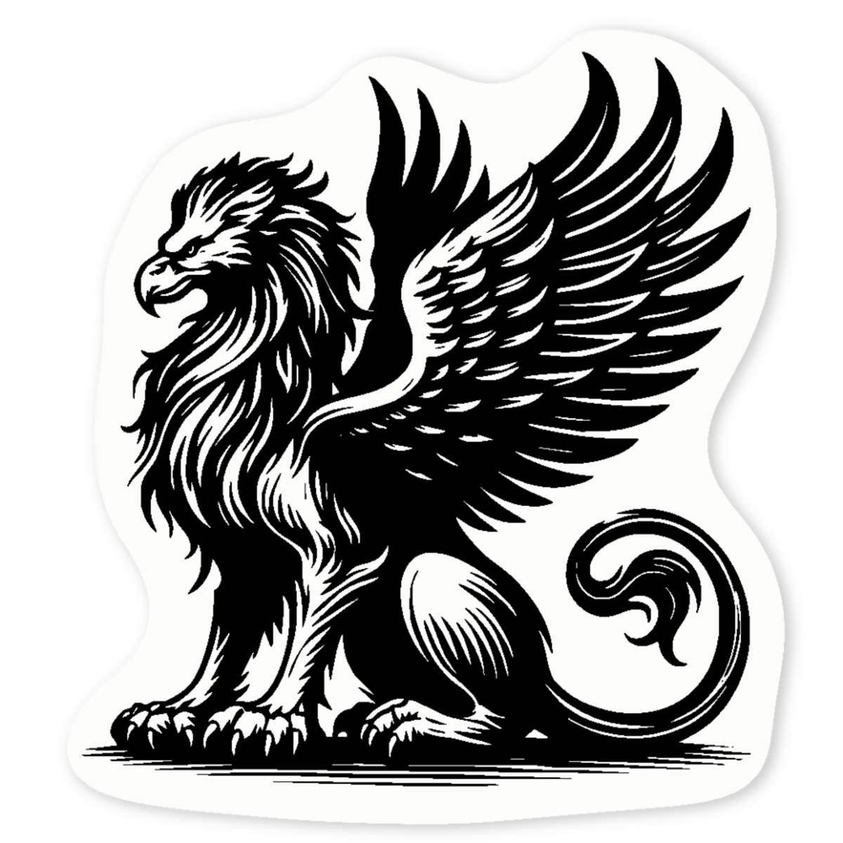 'Griffin On Guard' Clear Vinyl Decal Sticker - Waterproof Permanent Vinyl Decal for Cars, Windows and Bins (DC056122)