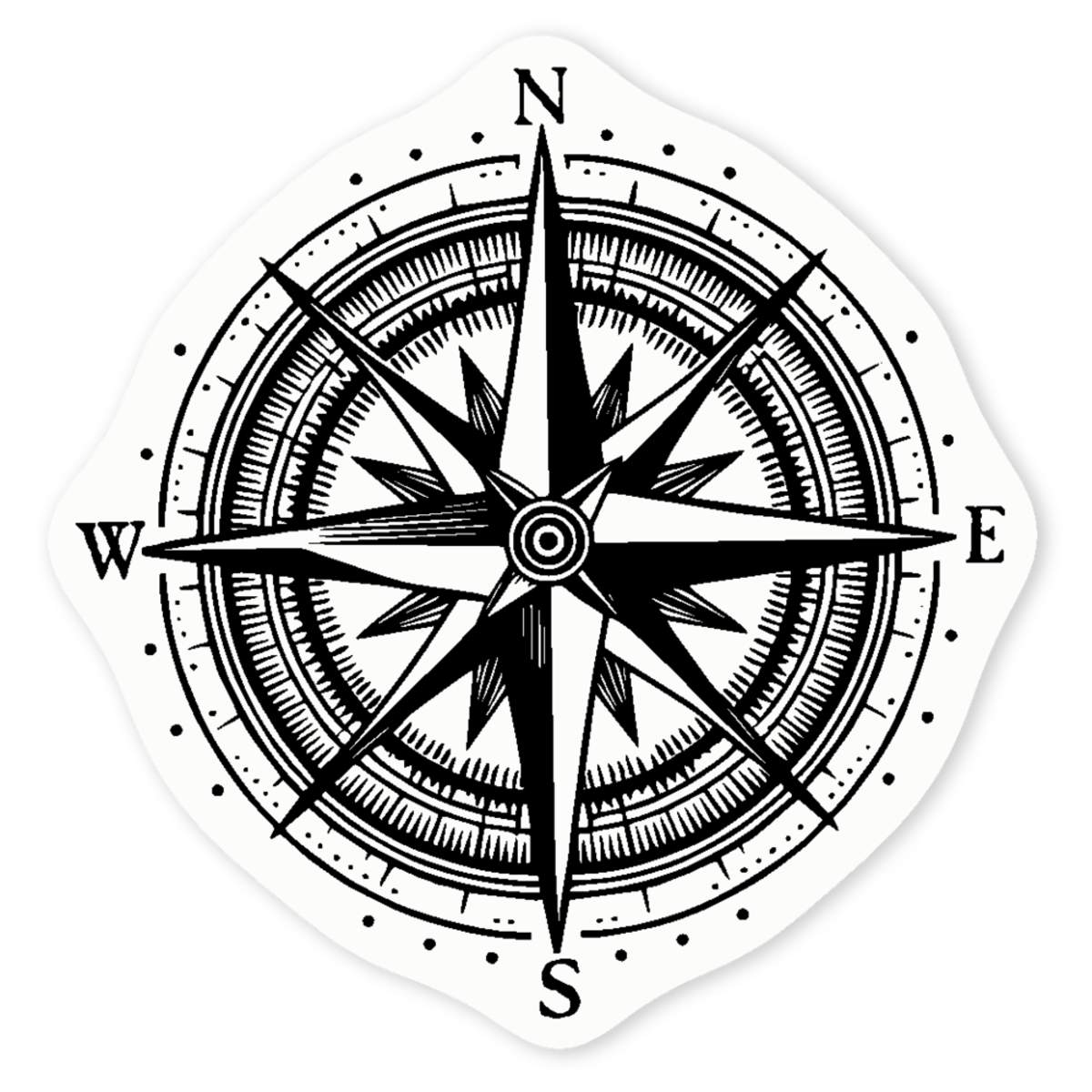 'Nautical Compass Rose' Clear Vinyl Decal Sticker - Waterproof Permanent Vinyl Decal for Cars, Windows and Bins (DC056124)