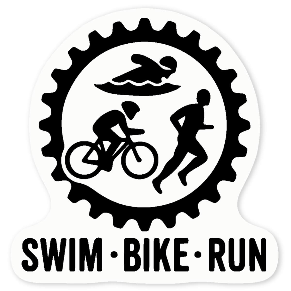 'Swim Bike Run Triathlon' Clear Vinyl Decal Sticker - Waterproof Permanent Vinyl Decal for Cars, Windows and Bins (DC056643)