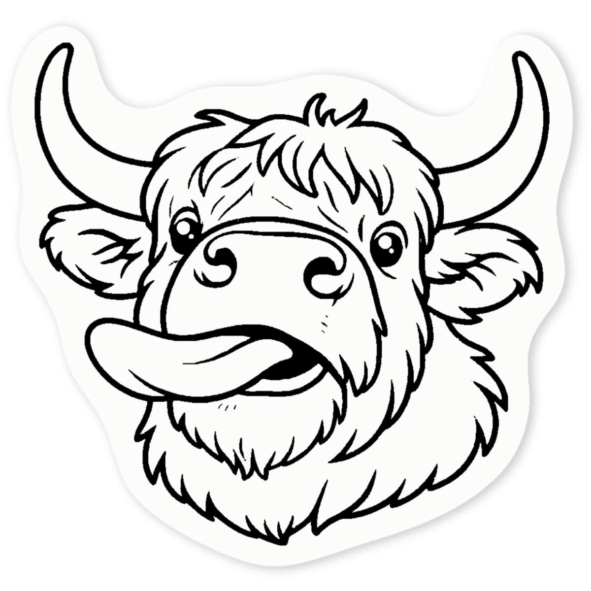 'Highland Cow with Tongue Sticking Out' Clear Sticker Decals (DC057825)
