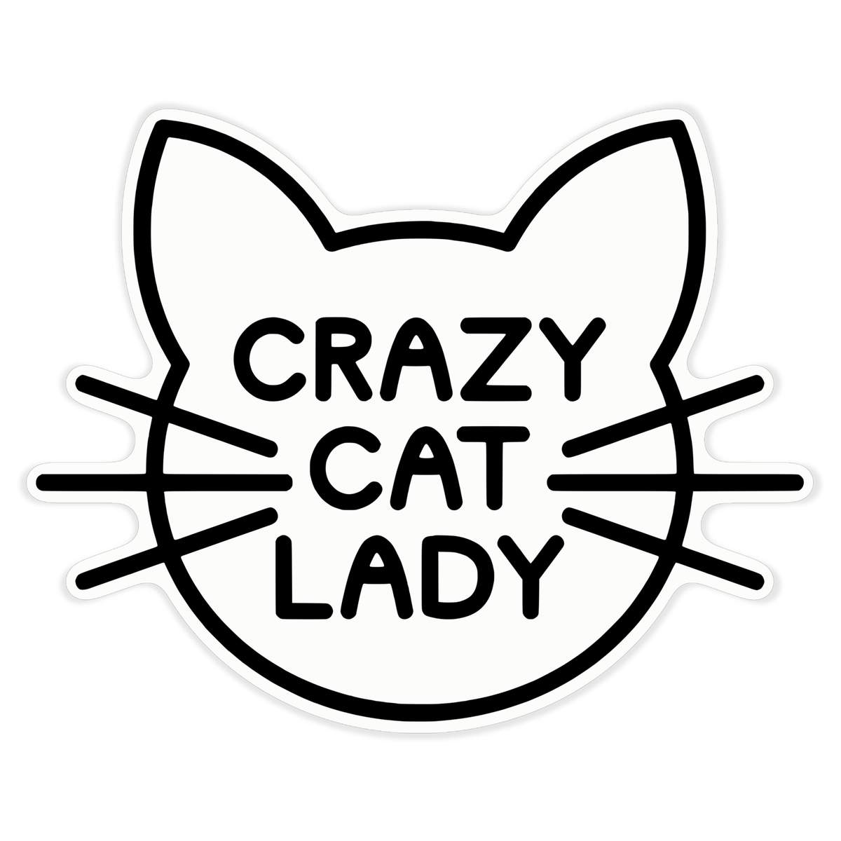 'Crazy Cat Lazy' Clear Premium Vinyl Decal Stickers – Waterproof, Durable & Easy to Apply - For Car Bumpers, Windows, Bins & More - XL (460mm) (DC00054804)