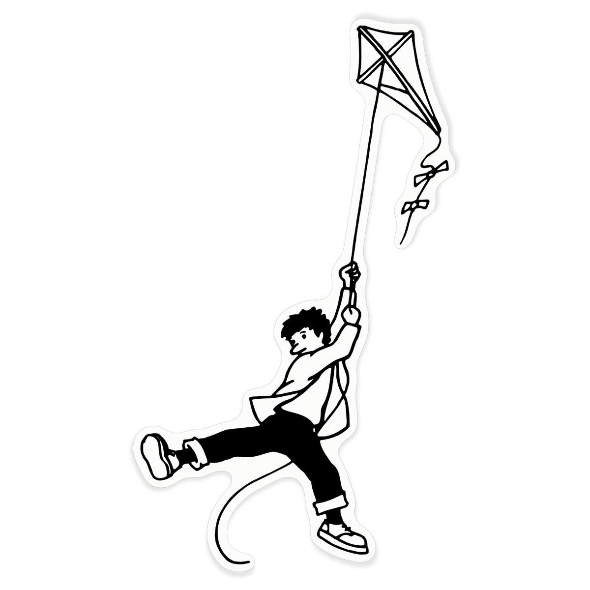 'Boy With Kite' Clear Premium Vinyl Decal Stickers – Waterproof, Durable & Easy to Apply - For Car Bumpers, Windows, Bins & More - XL (460mm) (DC00064692)