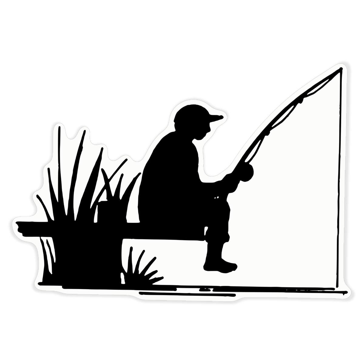 'Man Fishing Silhouette' Clear Premium Vinyl Decal Stickers – Waterproof, Durable & Easy to Apply - For Car Bumpers, Windows, Bins & More - XL (460mm) (DC00078116)