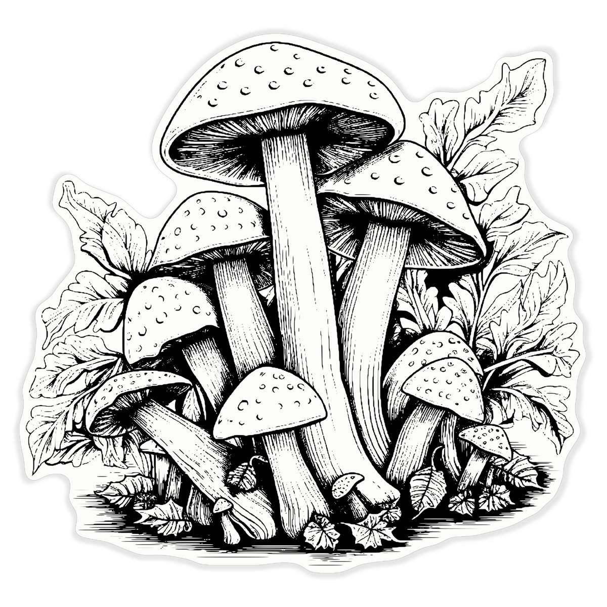 'mushrooms' Clear Premium Vinyl Decal Stickers – Waterproof, Durable & Easy to Apply - For Car Bumpers, Windows, Bins & More - XL (460mm) (DC00119275)