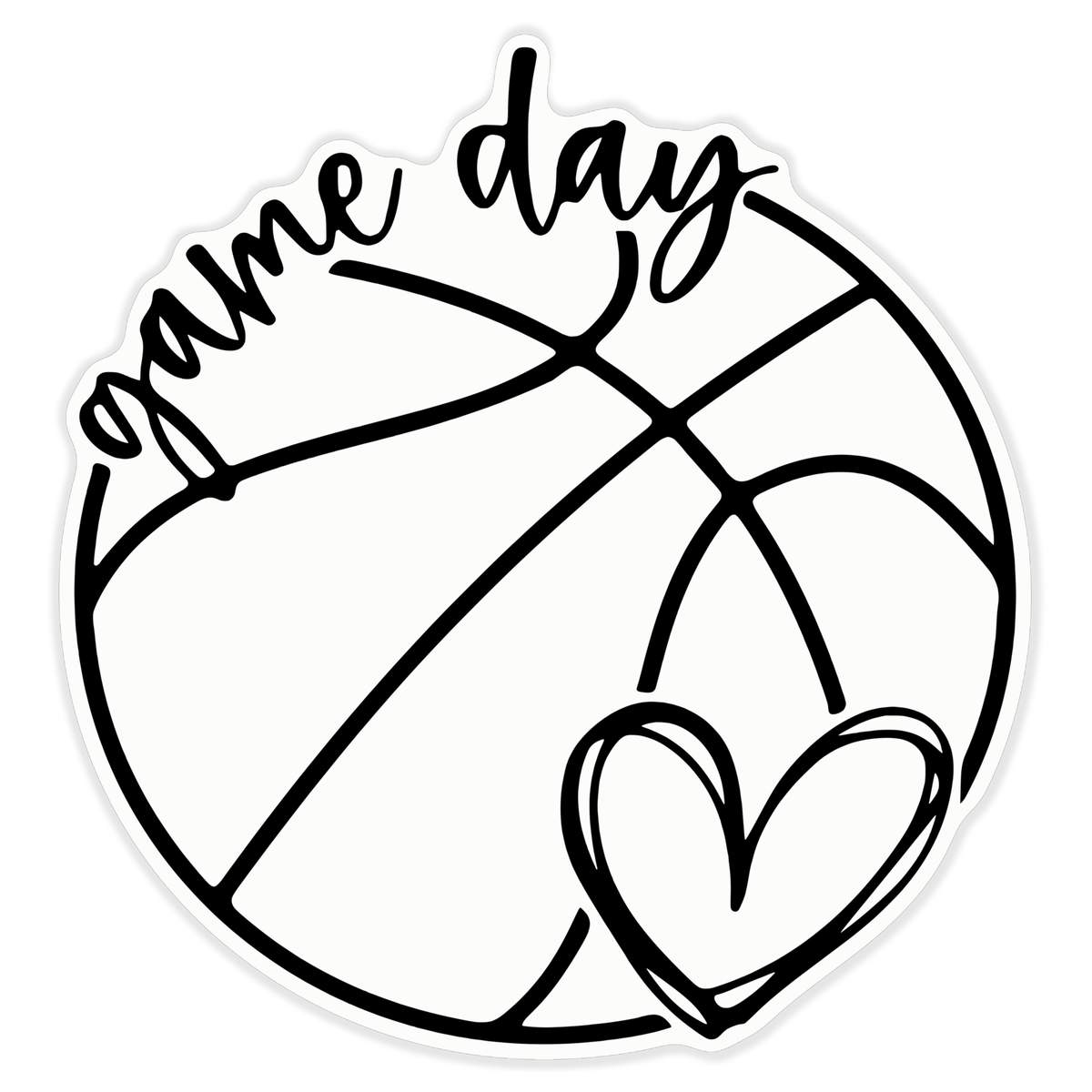'Basketball Game Day' Clear Premium Vinyl Decal Stickers – Waterproof, Durable & Easy to Apply - For Car Bumpers, Windows, Bins & More - XL (460mm) (DC00129787)