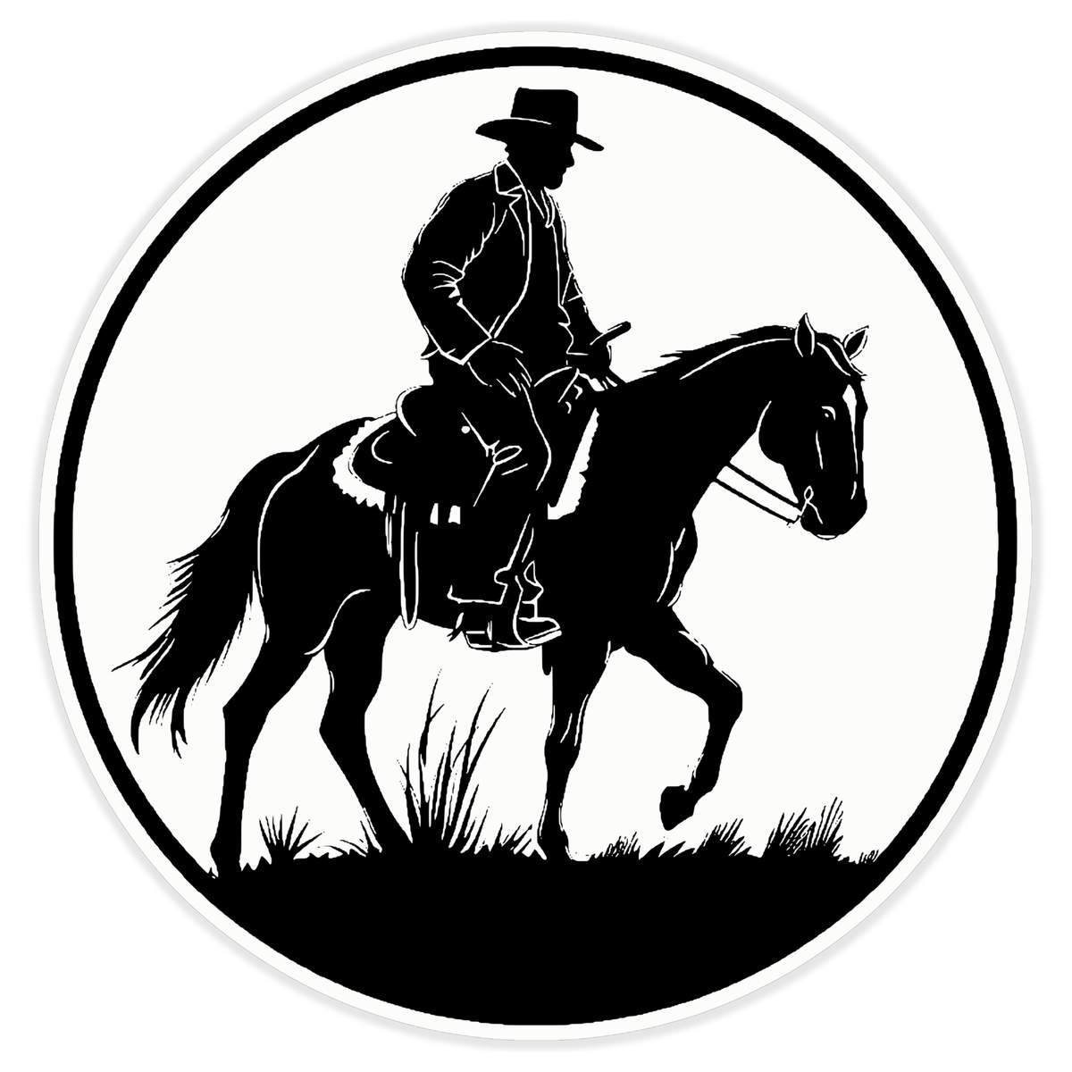 'Cowboy Riding Horse ' Clear Premium Vinyl Decal Stickers – Waterproof, Durable & Easy to Apply - For Car Bumpers, Windows, Bins & More - XL (460mm) (DC00130667)