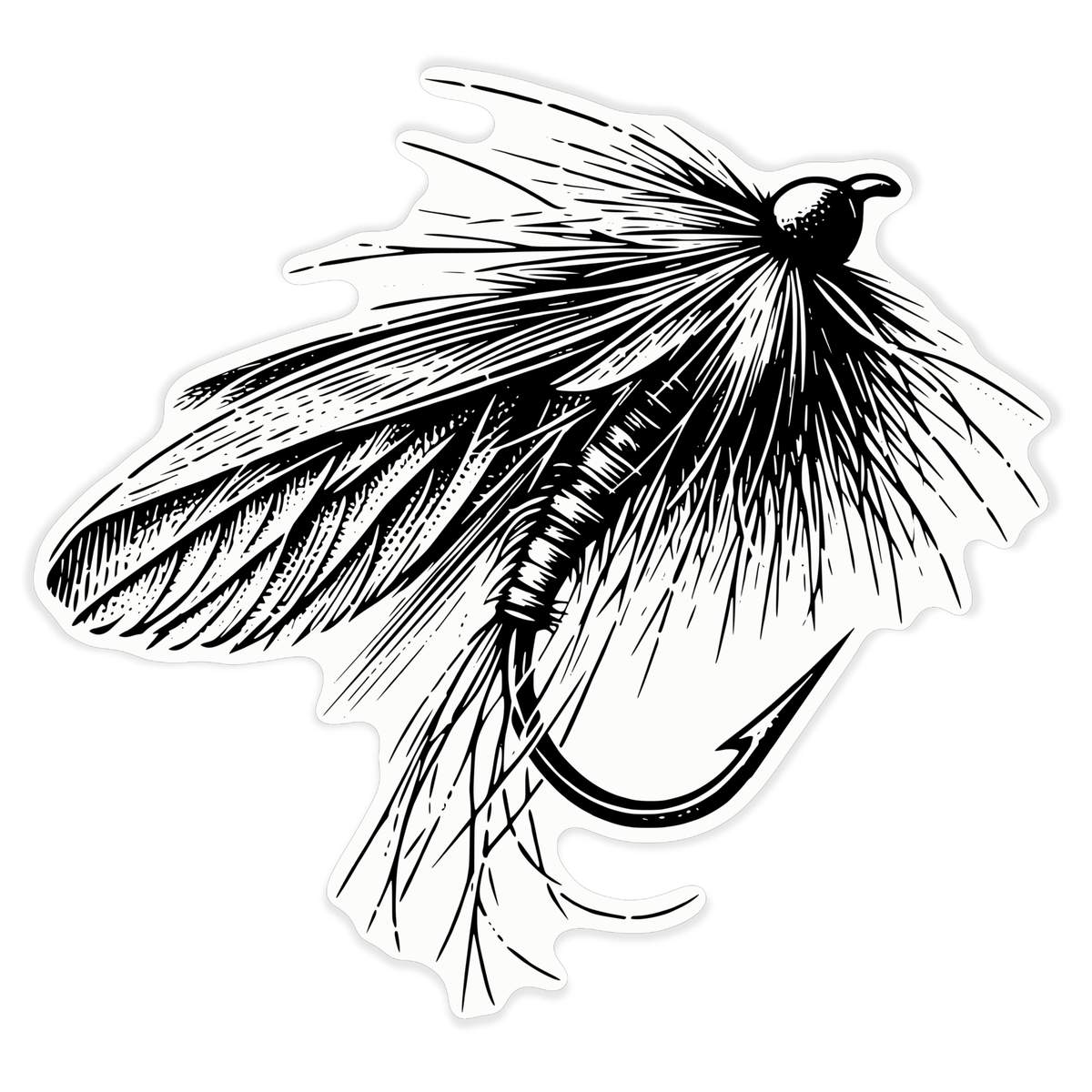 'Fishing Fly' Clear Premium Vinyl Decal Stickers – Waterproof, Durable & Easy to Apply - For Car Bumpers, Windows, Bins & More - XL (460mm) (DC00131275)