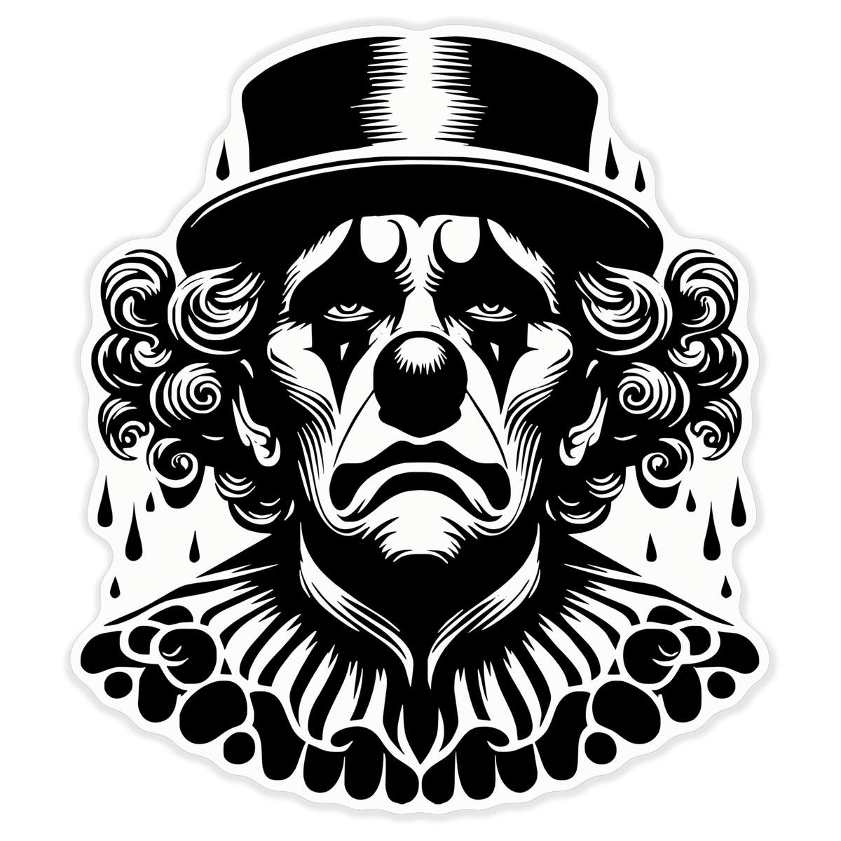 'Circus Clown In The Rain' Clear Premium Vinyl Decal Stickers – Waterproof, Durable & Easy to Apply - For Car Bumpers, Windows, Bins & More - XL (460mm) (DC00131671)