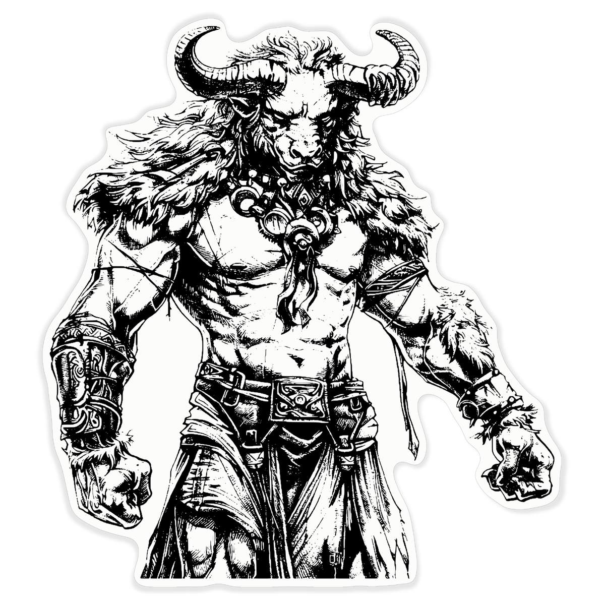'Minotaur Standing' Clear Premium Vinyl Decal Stickers – Waterproof, Durable & Easy to Apply - For Car Bumpers, Windows, Bins & More - XL (460mm) (DC00132207)