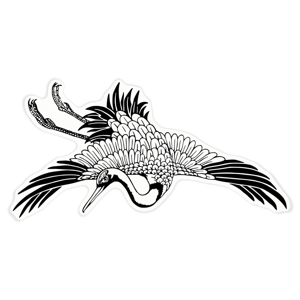 'Japanese Crane Bird' Clear Premium Vinyl Decal Stickers – Waterproof, Durable & Easy to Apply - For Car Bumpers, Windows, Bins & More - XL (460mm) (DC00134243)